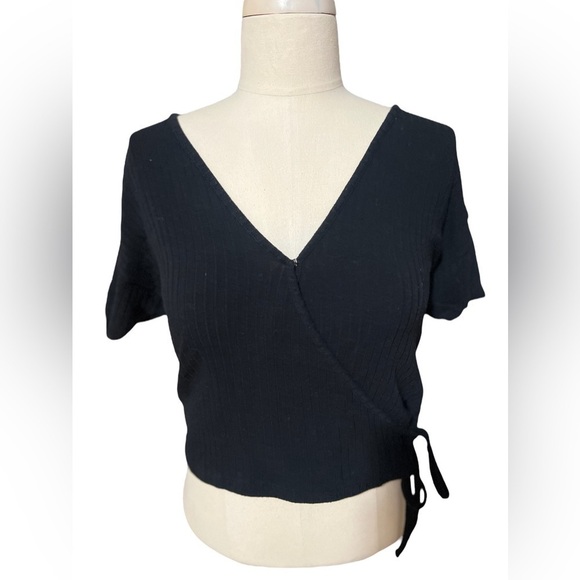 Madewell Black Wrap Top - Picture 1 of 9
